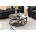 Coffee table Ayonne, black/grey, glass top, H42cm, D79cm