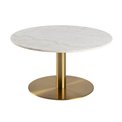 Coffee table Acorby, brass/white, marble, H45cm, D80cm