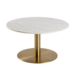 Kafijas galds Acorby, misiņš/balts, marmors, H45cm, D80cm 