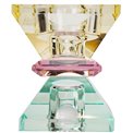 Crystal candleholder, yellow/pink/mint,H7.5x6x6cm