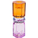 Crystal candleholder, violet/cobolt/amber, H15cm, D5.5cm