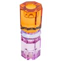 Crystal candleholder, violet/cobolt/amber, H15cm, D5.5cm