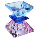 Crystal candleholder, violet/blue/cobalt, H7.4x6x6cm