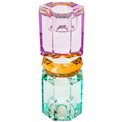 Crystal candleholder, mint/amber/violet,  H14cm, D5.5cm