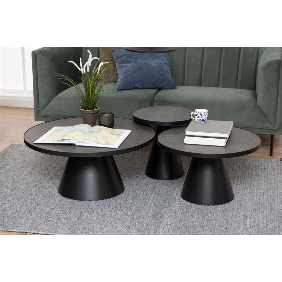 Coffee table Asoli, matt black, H45xD45,7cm