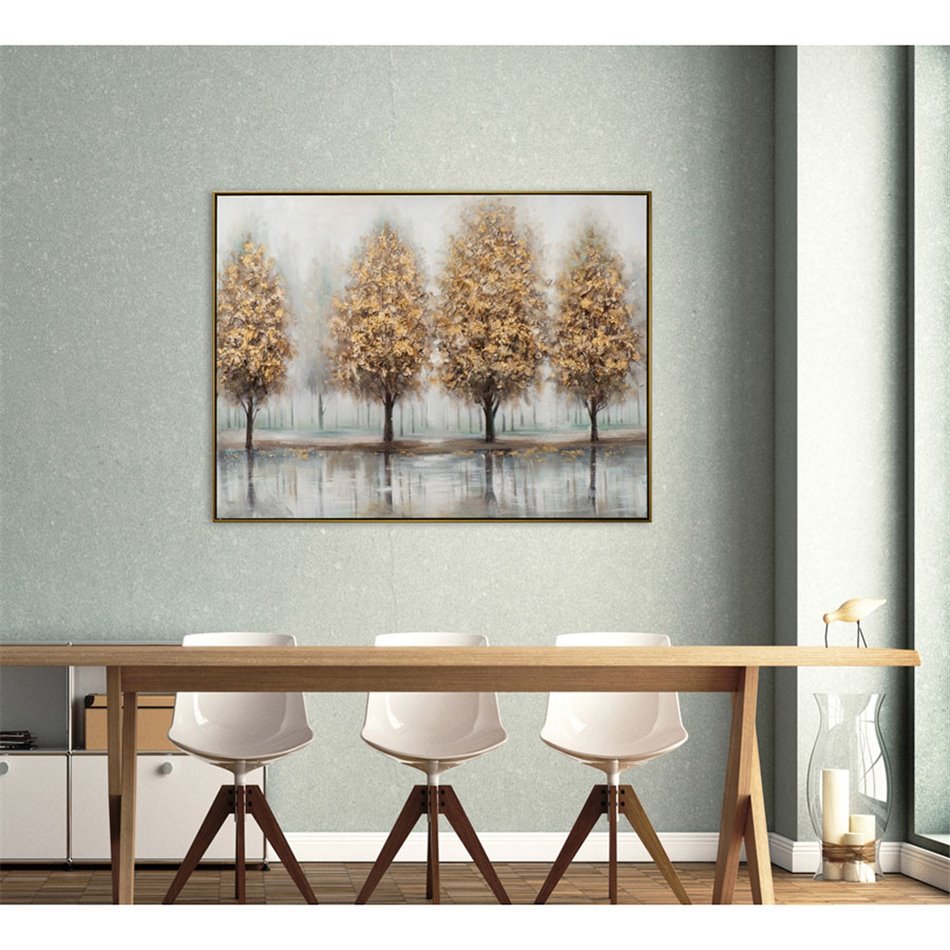 Acrylic painting Golden Trees, 122.5x92.5cm