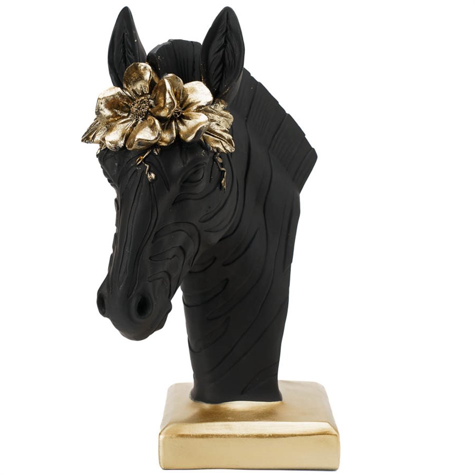 Dekors Horse, melns/zelta, 34x25x18cm