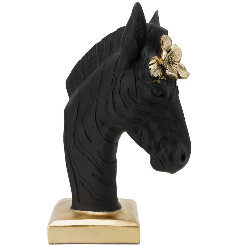 Dekors Horse, melns/zelta, 34x25x18cm