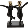 Candle holder Dancing couple, black/golden, 13x23x23cm