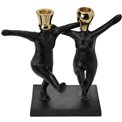 Candle holder Dancing couple, black/golden, 13x23x23cm