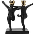 Svečturis Dancing couple, metāls, melns/zelta, 13x23x23cm