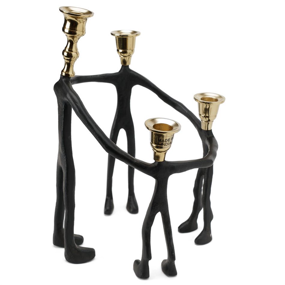 Candle holder Family, metal, black/golden, 24x24x34cm
