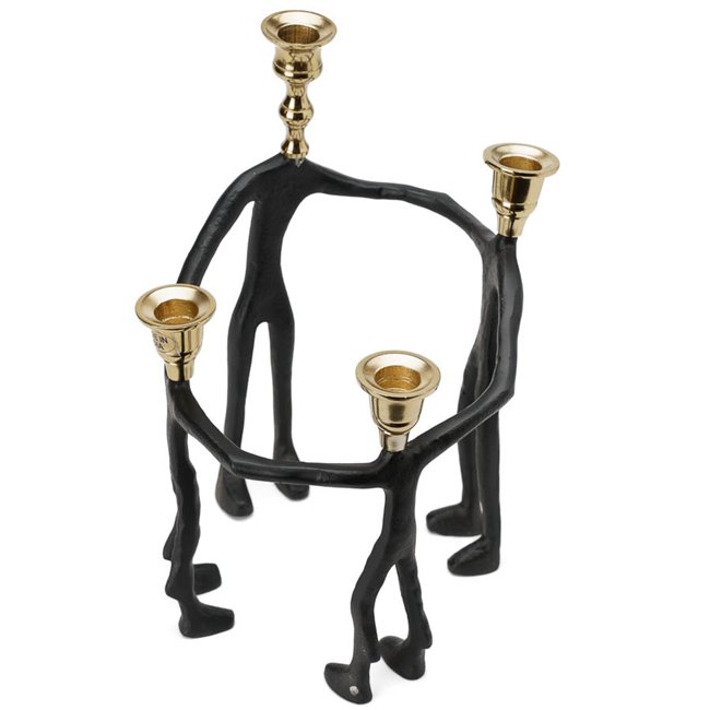 Candle holder Family, metal, black/golden, 24x24x34cm