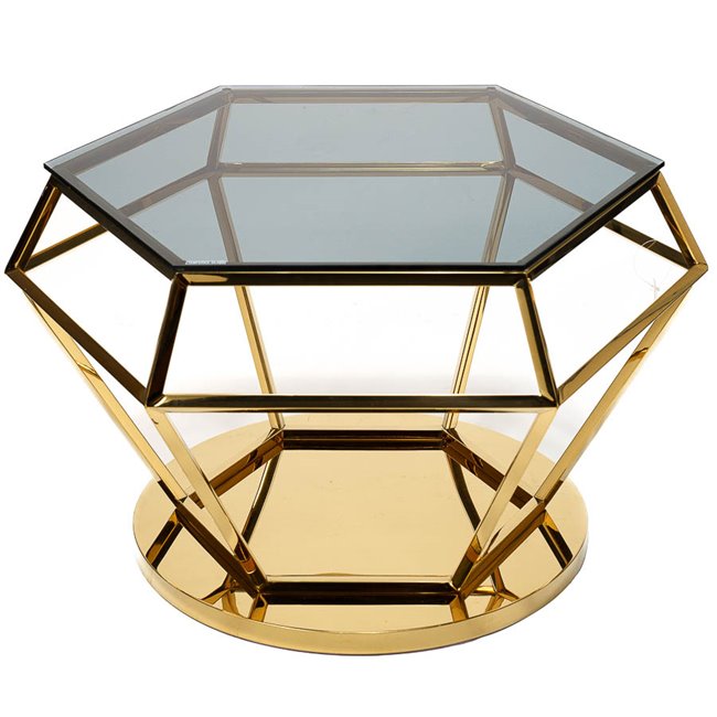 Coffee table Empo, gold colour, 70x61x46cm