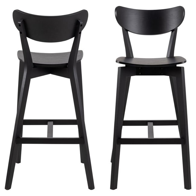 Bar stool Aroxby, set of 2 pcs, black,  H105x45x49cm