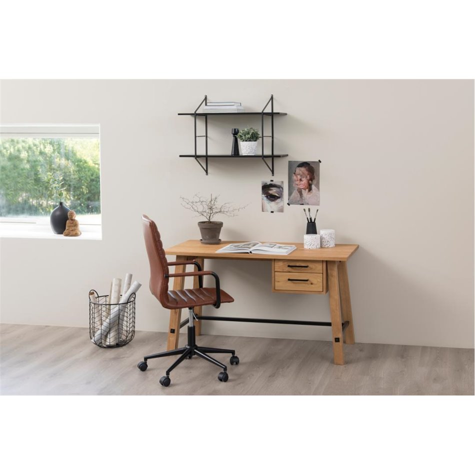 Desk chair Awinslow, set of 2 pcs, brandy, H103x51x58cm