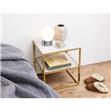 Прикроватный столик Alis, стеклянная поверхность, имитация белого мрамора/золотые ножки, H50.5x45x40cm