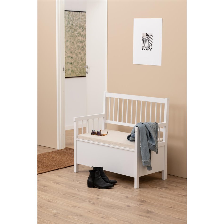 Bench with storage box  Aster, beige, MDF, H85x90x48cm