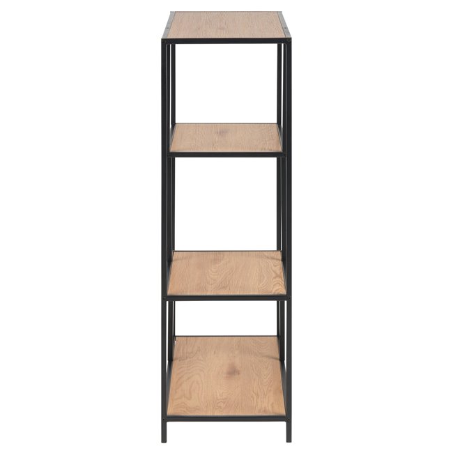 Bookcase Aford, top oak, MDF/black frame, 114x77x35cm