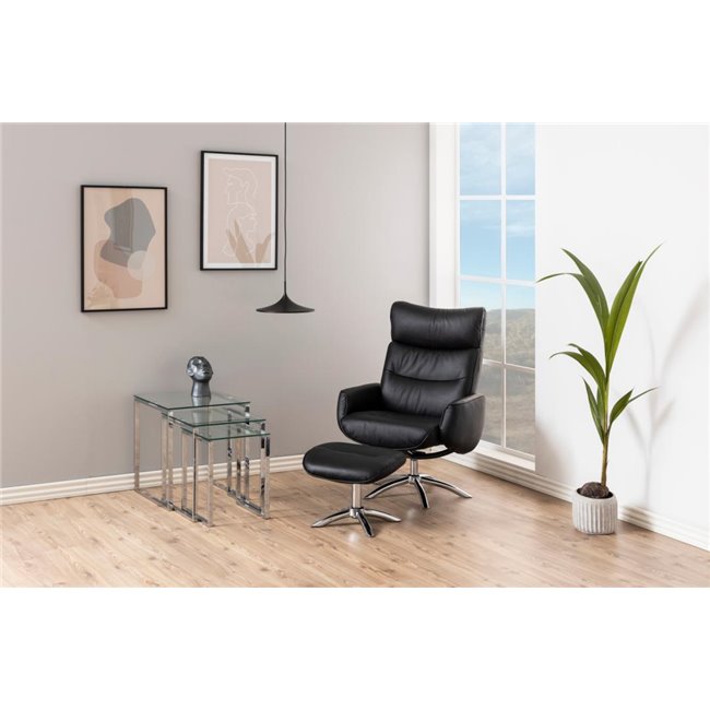 Приставной столик Akatri, компл., 3 шт., стеклянная поверхность/серебряные ножки, H55x50x50cm