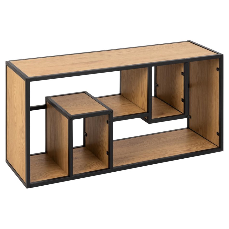 Shelf Aford, oak MDF/black frame, 45x95x30cm