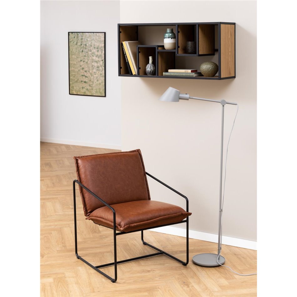 Shelf Aford, oak MDF/black frame, 45x95x30cm