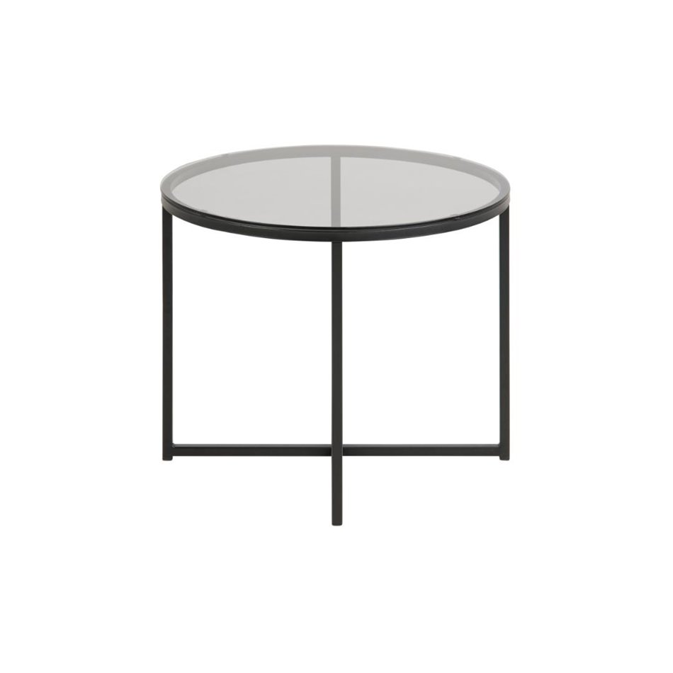 Cтолик Across, дымчатое стекло/черныe ножки, H45xD55cm