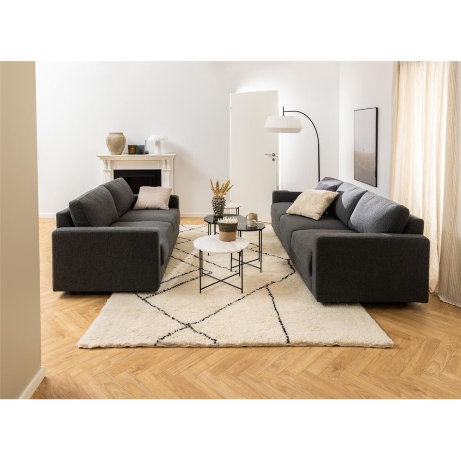 Side table Avila, white, artificial marble/black legs H45xD42cm