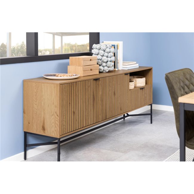Sideboard Ajai, MDF/melamine, wildoak look, H70x180x40cm