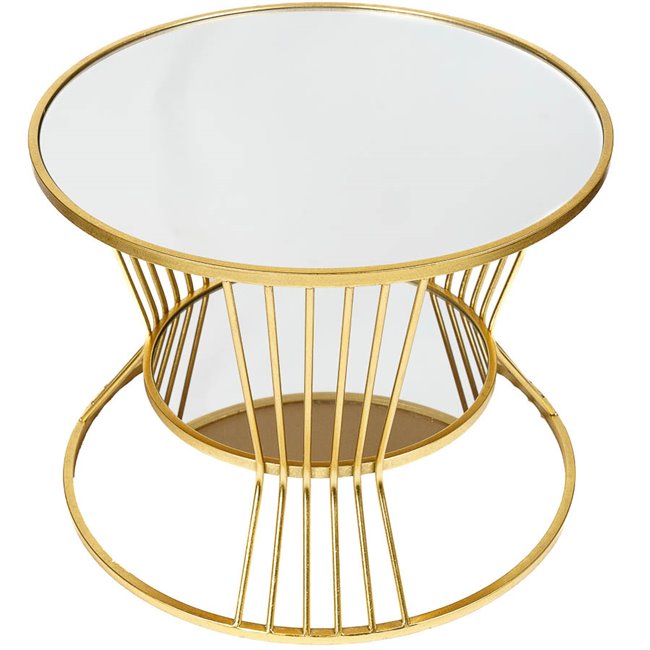 Metal table set 2 Barko, mirror top/golden, 80-60x51-45cm