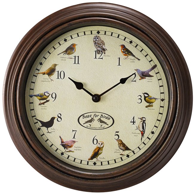 Sienas pulkstenis Birdsounds, ar putnu balsīm, D30x4.5cm