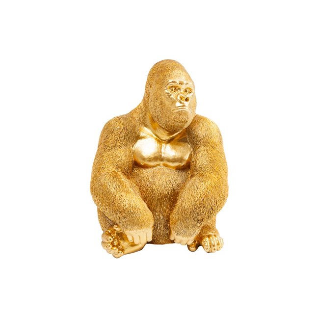 Deco figurine Gorilla, medium, gold, 39x30x28cm