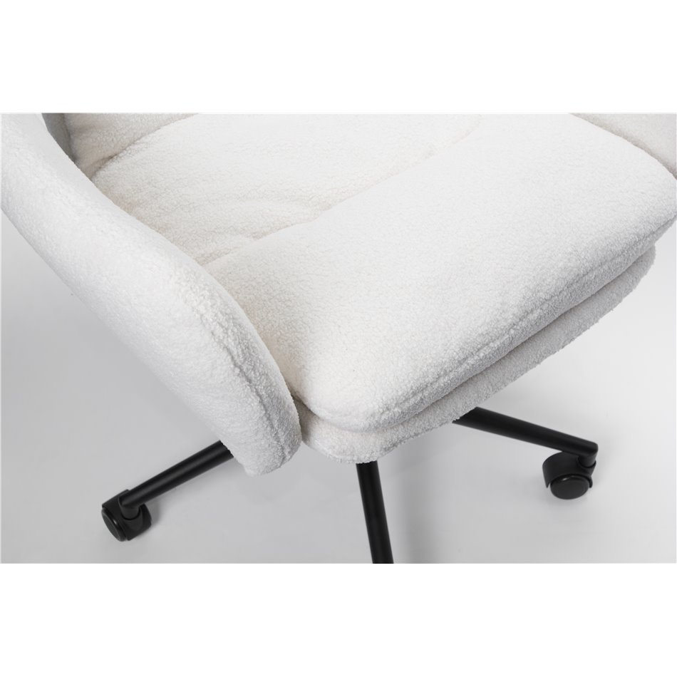 Biroja krēsls Teddy, balts, H90-103x65x65cm, sēdvirsmas H52-65cm