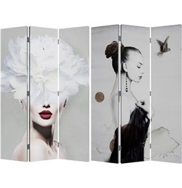 Room divider Lady in black and white, 180x120x2.5cm