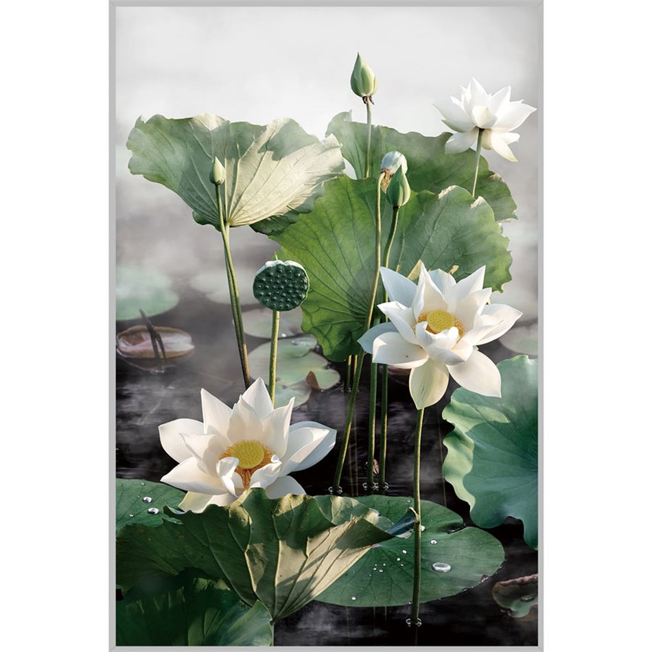 Wall glass art Water lilies, 120x80x3.5cm
