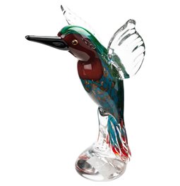 Glass sculpture Kingfisher, H22x17.5x14cm