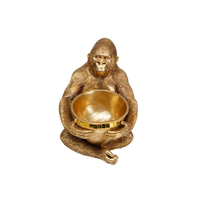 Deco figurine Gorilla holding bowl, 41x33x33cm