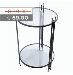 Металлический столик Bampton L, черный, стеклянная столешница, H67см, D41,5см