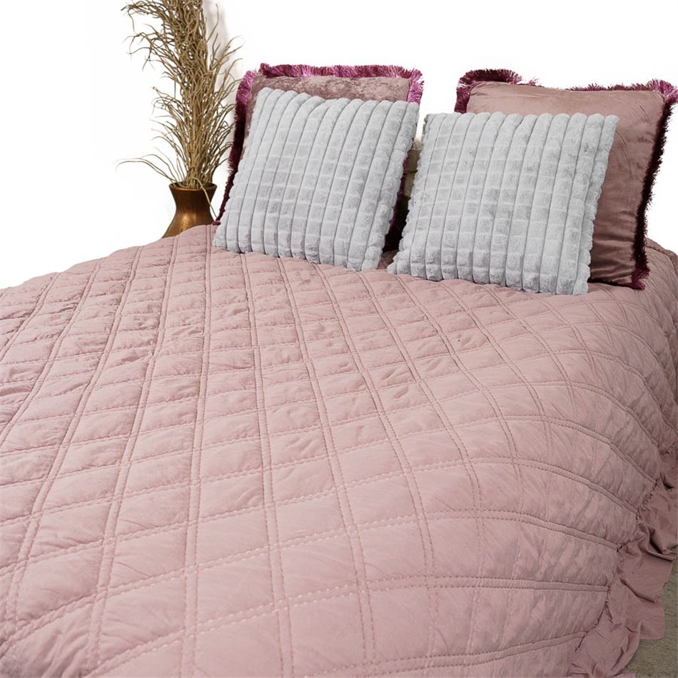 Bed cover Jurate, mauve, velvet, 160x220cm