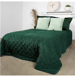 Bed cover Jolanta, green, velvet, 220x240
