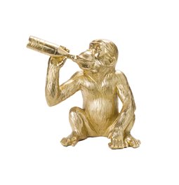 Decorative figure Monkey drinking, gold,32x32x19cm