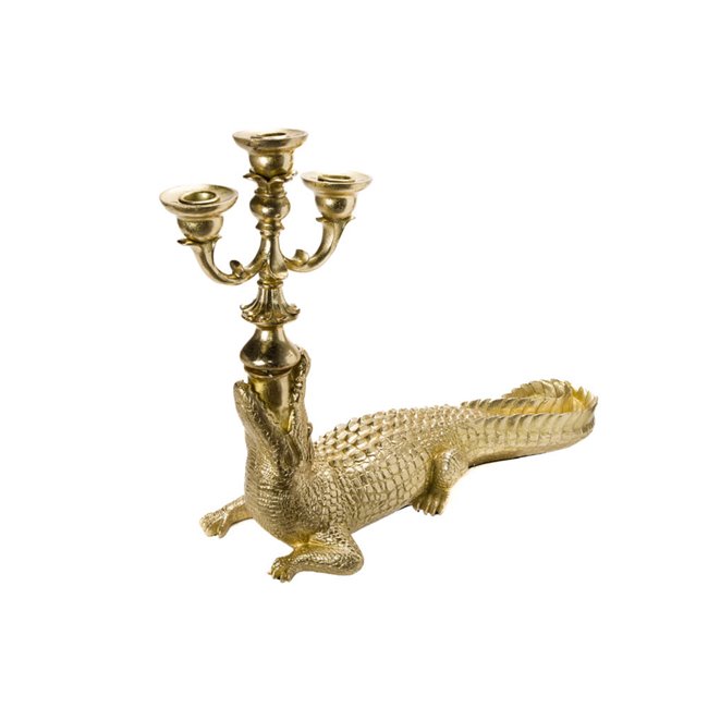 Dekors/svečturis Gold crocodile, 53.5x44x21.5cm