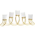 Candle holder Arch x5, metal/glass, golden, 24x50x7cm
