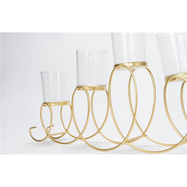 Candle holder Arch x5, metal/glass, golden, 24x50x7cm
