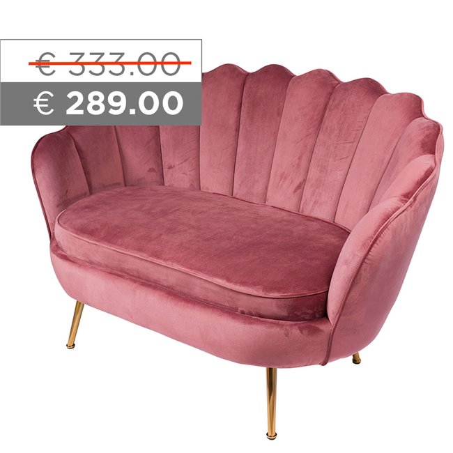 Кресло для отдыха Shell, 2-х местное, розовое,H85x129x85см, высота сиденья 43см
