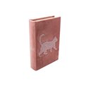 Book box Cat S, velvet, pink,  26x17x5cm
