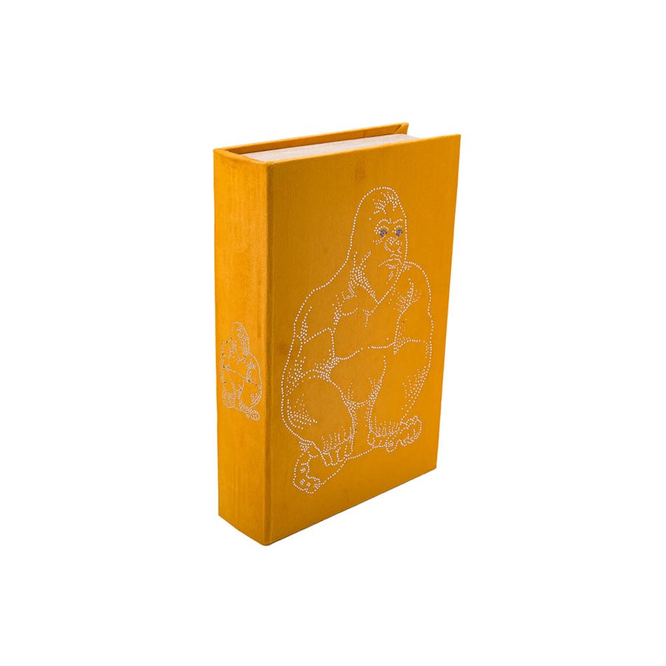 Grāmatu kaste Gorilla L, samta, zelta, 33x22x7cm