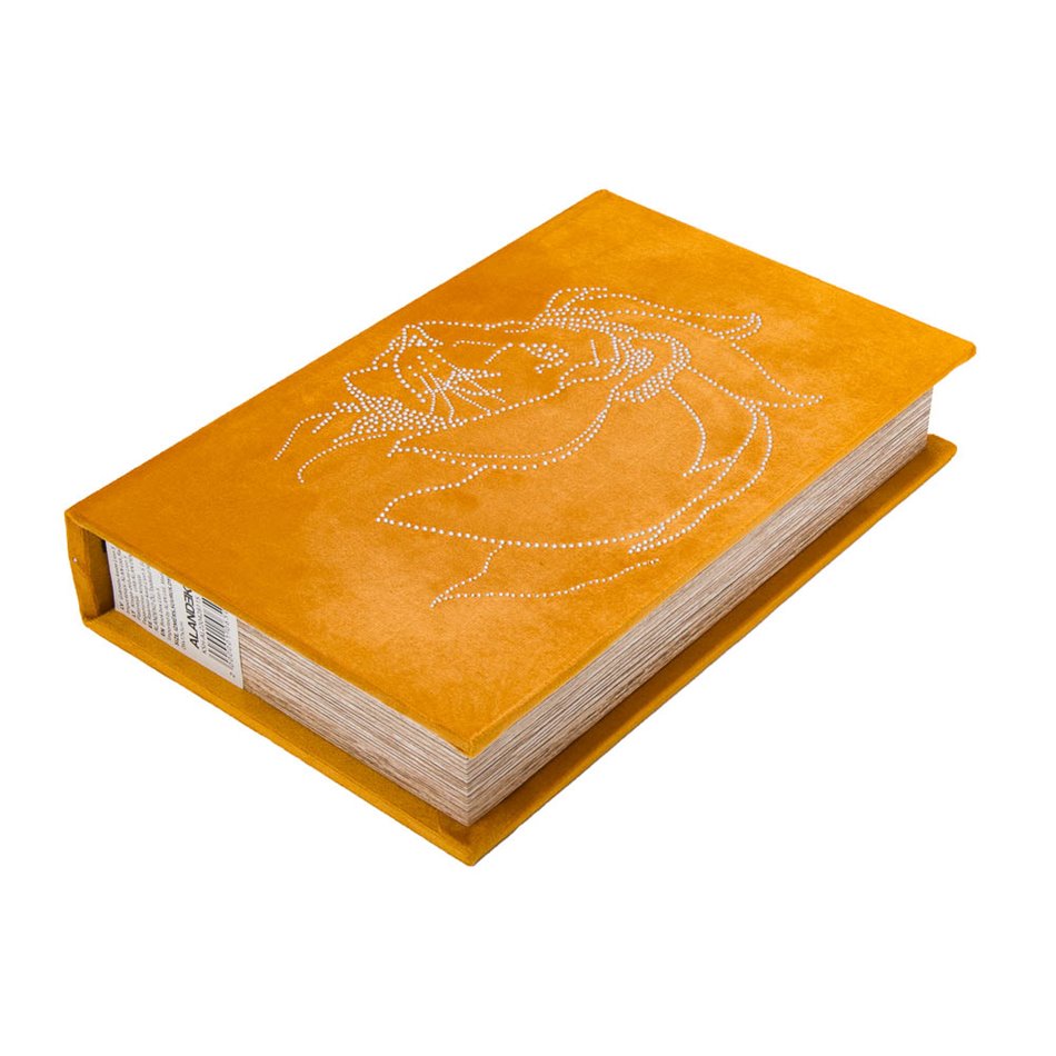 Grāmatu kaste Lion S, samta, zelta, 26x17x5cm