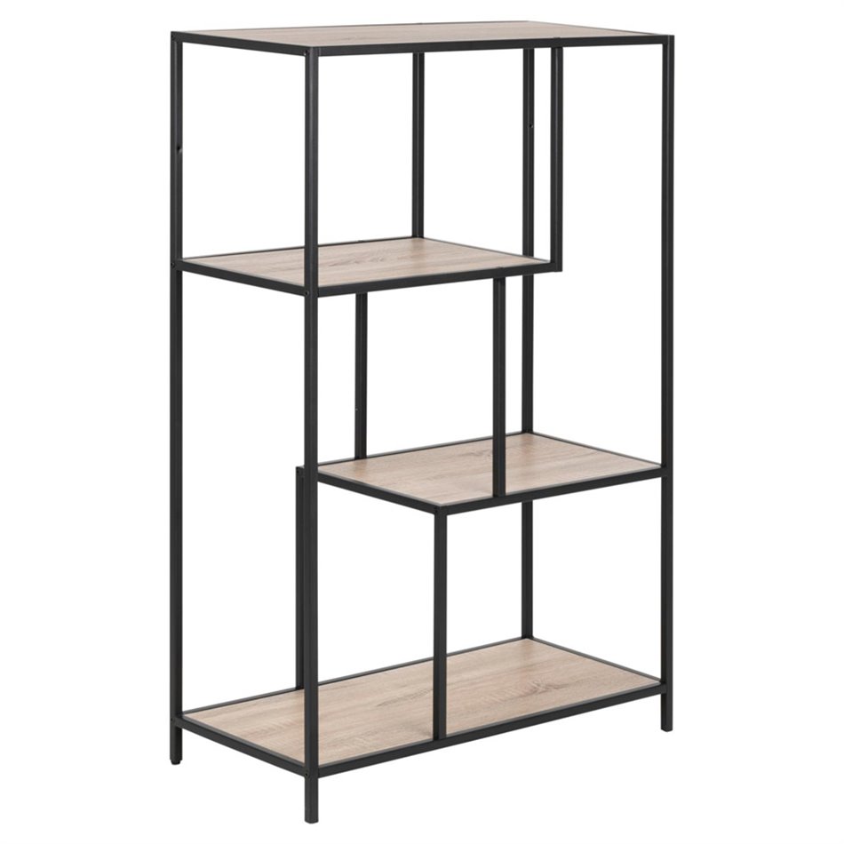 Bookcase Seaford V, black/oak, 114x77x35cm