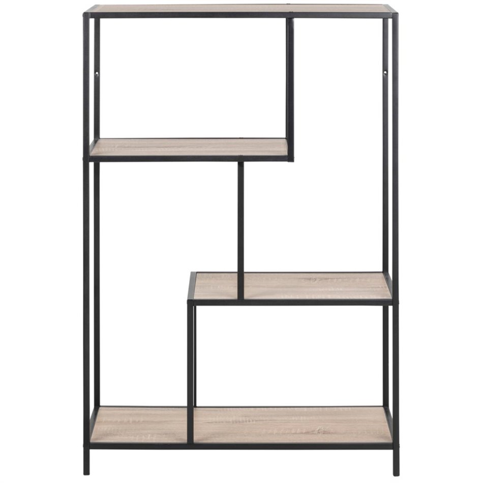 Bookcase Seaford V, black/oak, 114x77x35cm